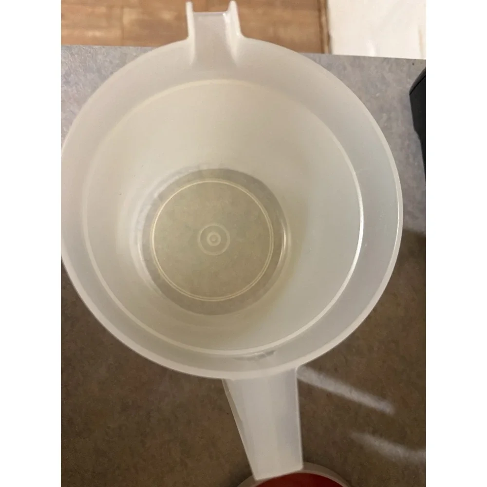 Vintage 1-1/2 Qt. Sheer Tupperware Pitcher #1575 with Red Push-button Lid